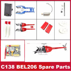 Spare Parts List for RC ERA C138 BEL206 RC Helicopter Accessory Motor Body Shell Gear Blade Light Receiver Servo Frame Propeller