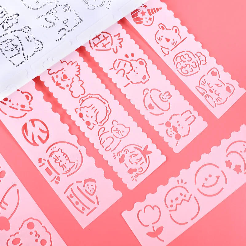 Description Picture 6 of item4pcs/set Cute Cartoon Hollow Painting Stencils Students Scrapbook Stamp Biscuit Embossing Decorative Template DIY Art Handcrafts