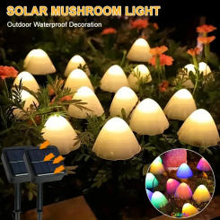 Solar LED Mushroom String Lights Outdoor Waterproof Fairy Lawn Lamp Ground Light For Home Party Garden Decoration Lighting