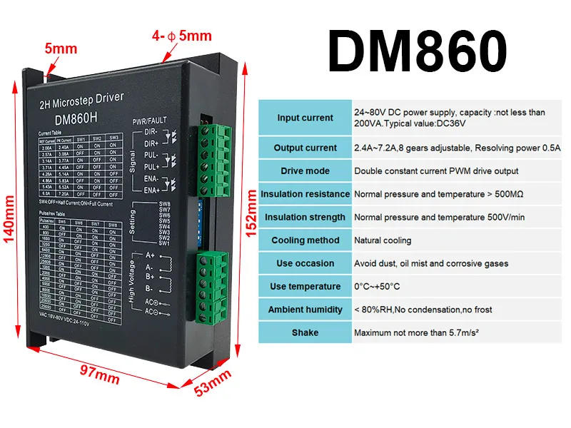 Description Picture 5 of itemMicrostep Driver DM542 DM556 DM860H DM860A Driver For Nema17 Nema23 Nema34 42/57/86 Stepper Motor