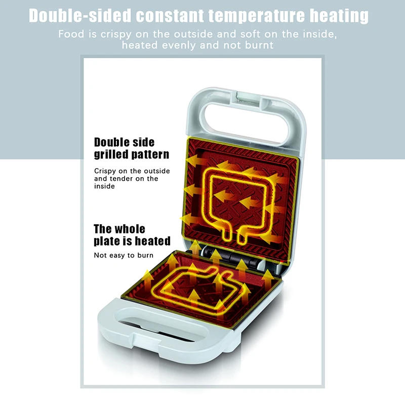 Description Picture 6 of itemElectric Sandwich Maker Bread Presser With Non-Stick Coating Home Toaster Portable Light Food Making Machine For Home Kitchen