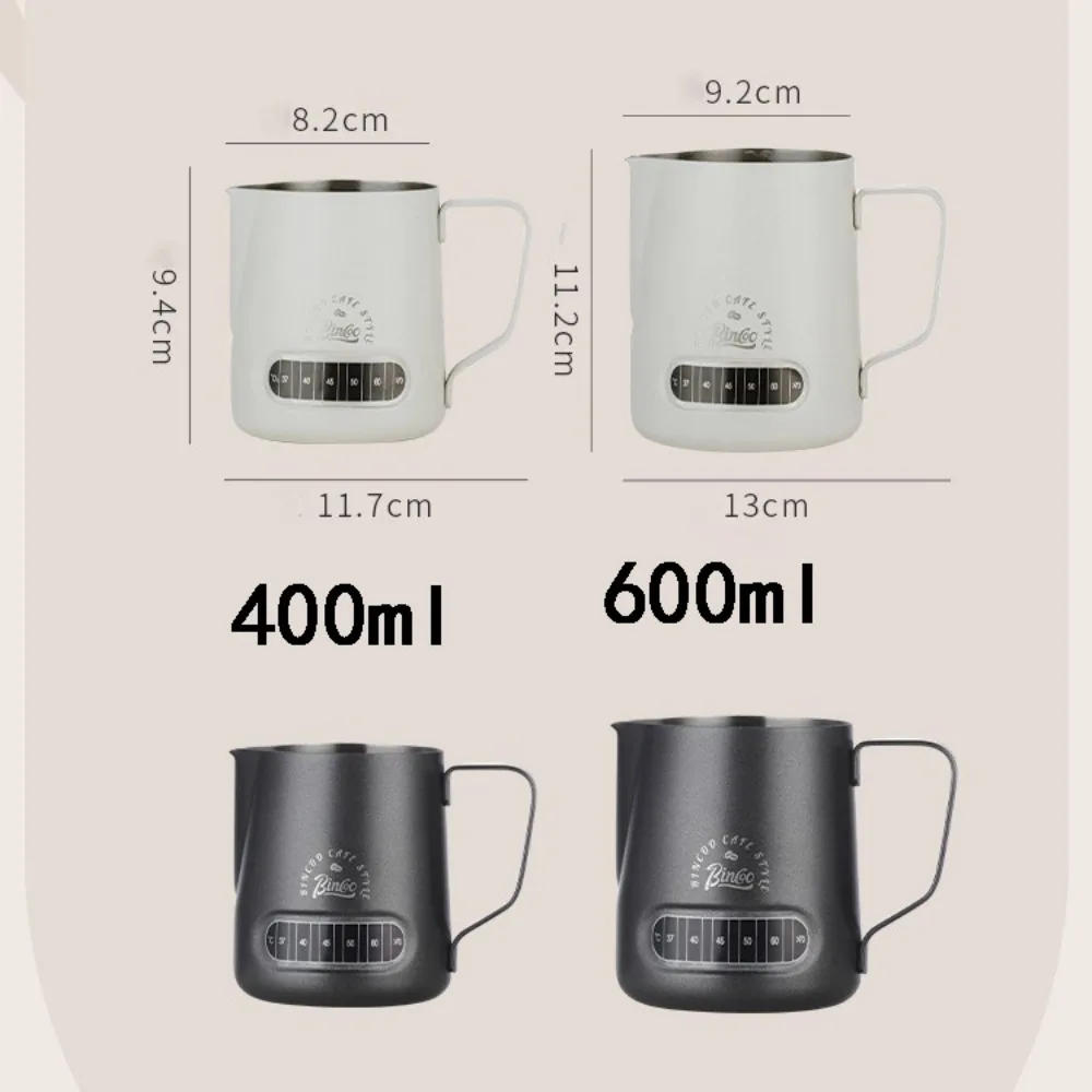 Description Picture 3 of itemMilk Frothing Pitcher with Temperature Display Stainless Steel Milk Jug for Latte Art Coffeeware Latee art Barista Accessory