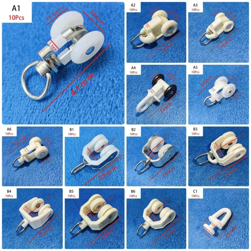 Description Picture 4 of item10Pcs Straight Curved Track Rollers Curtain Wheels Rail Furniture Hardware Curtains Hook Ring Slider Curtain Rod Pulley