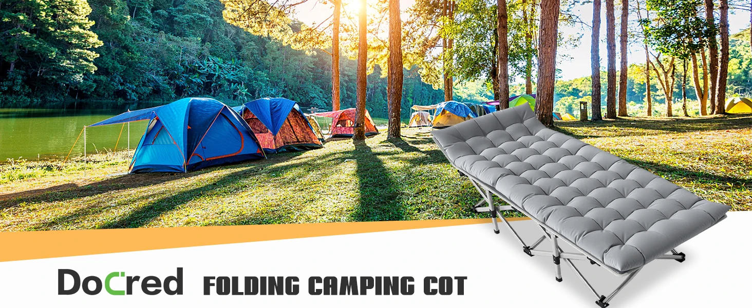 Description Picture 4 of itemXXL Folding Camping Cot with Mattress, Heavy Duty Sleeping Cot Bed Portable Adults Outdoor Bed with Carry Bag,