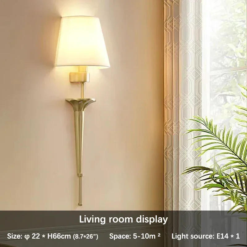 Description Picture 5 of itemOUFULA American Brass Wall Lamp Indoor Living Room Bedroom Bedside Lamp Retro villa Hotel Corridor Hallway luminária מנורת קיר