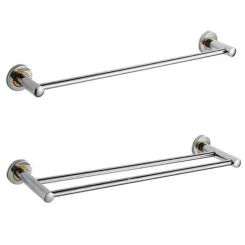 40/50cm Stainless Steel Single/Double Bars Towel Rack Wall Mount Clothes Holder Storage Shelf Practical Bathroom Hanger Holder