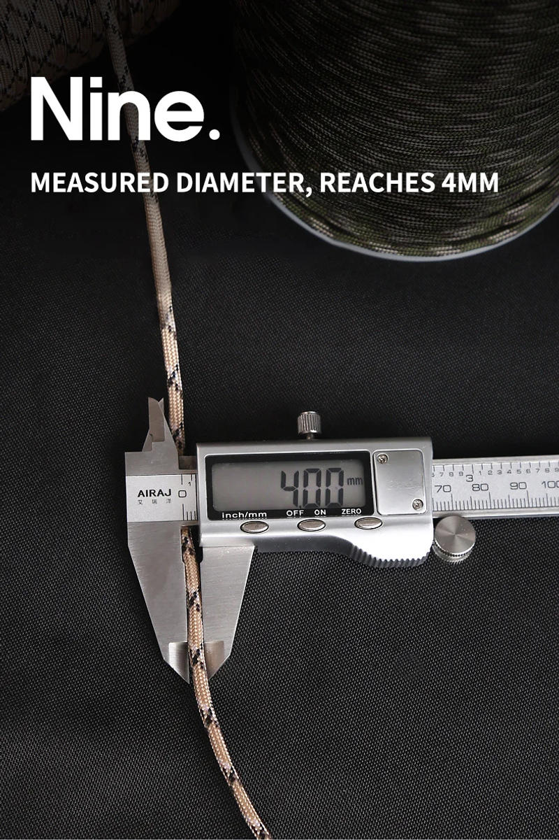 Description Picture 5 of item9 Cores 550 Paracord Cord 5 15 30 M Dia.4mm For Outdoor Camping Survival Lanyard Parachute Rope Hiking Tent Accessories