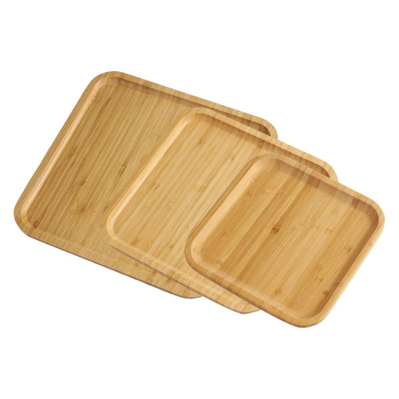 Description Picture 6 of itemWooden Serving Tray Square Bamboo Serving Tray Kitchen Food Tableware Tray For Party Gather Serve Tray Multi Size Dust Proof