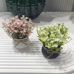 1Pc Mini Artificial Potted Plants/Flowers, Outdoor Courtyard Garden Home Decoration , Spring Summer Simulated Green Plants