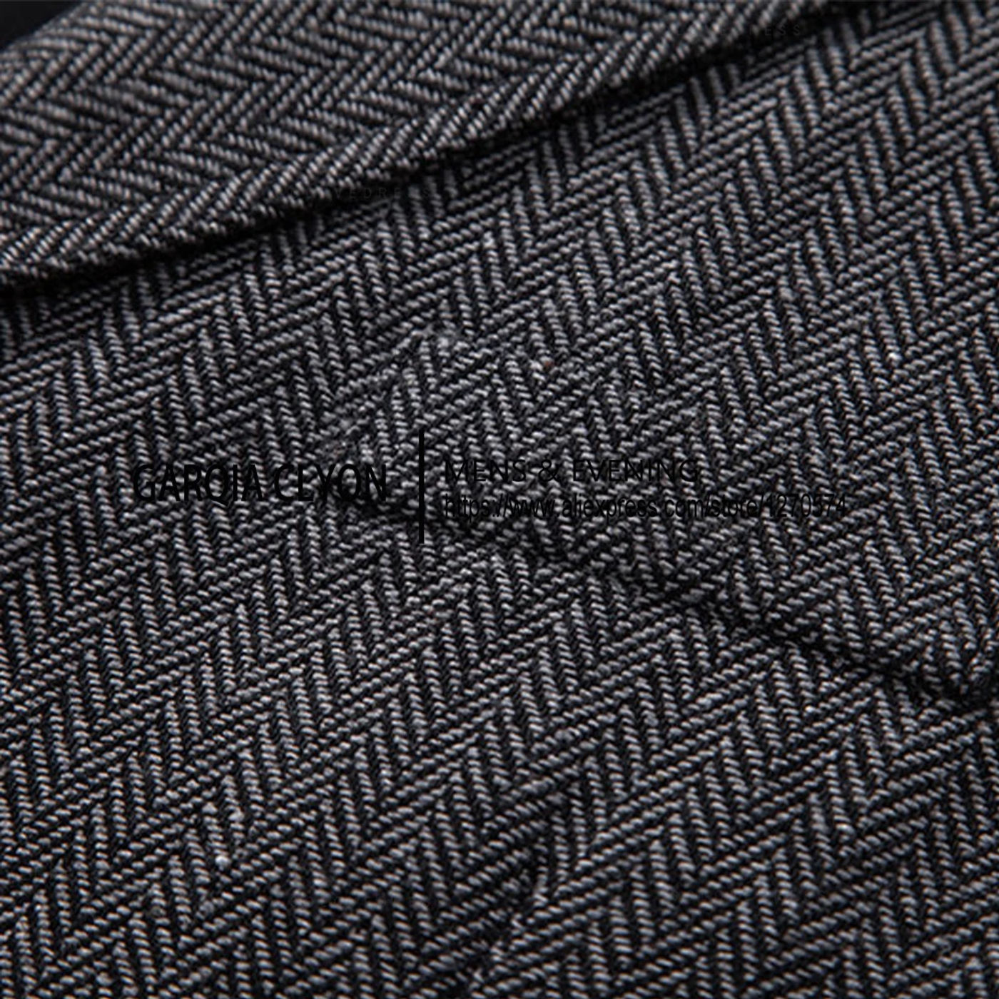 Description Picture 4 of itemLapel Neck Men's herringbone Vest Tweed  3 Real Pockets Single Breasted Men's Waistcoat For Wedding