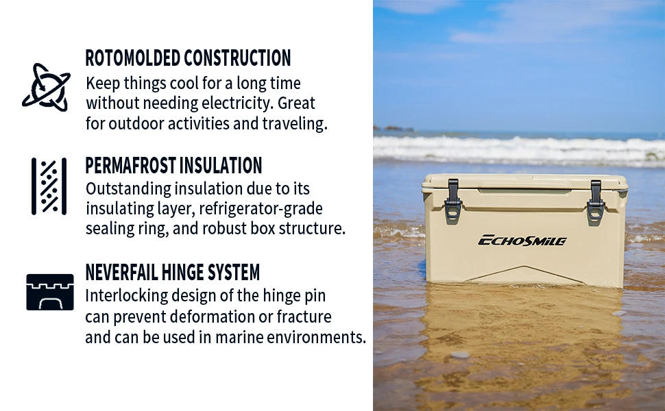 Description Picture 3 of item25/30/35/40 Quart  Cooler, 5 Days  Ice Cooler, Ice Chest Suit for BBQ, Camping,  , and Other