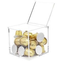 1 Pc Acrylic Capsule Coffee Storage Box Holder Transparent Dustproof Case with Lid