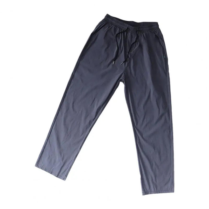 Description Picture 3 of itemMen's Loose Ice Silk Quick-drying Drawstring Elastic Waist Wide Leg Solid Color Fitness Training Jogging Sweatpants