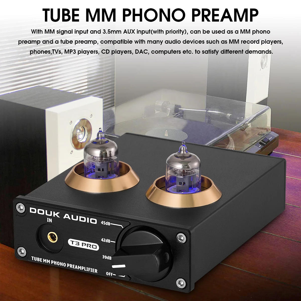 Description Picture 6 of itemNobsound Mini MM RIAA Phono Stage Turntable Preamp HiFi Stereo Audio Vacuum Tube Preamplifier Dekstop AUX Preamp