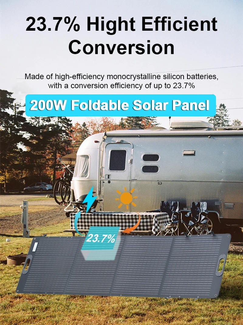 Description Picture 5 of itemETFE 200W Foldable Solar Panels Cell 20.5V Portable Solar Charging Panel Complete Kit for Outdoor Tourism Camping Power Station