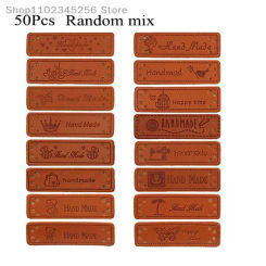 50pcs PU Leather Labels Tags For Handmade DIY Hats Bags Hand Made With Love Label Clothes Sewing Garment Accessories