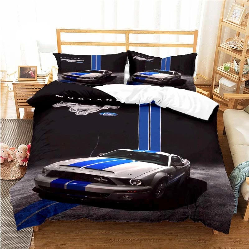 Description Picture 3 of itemMustang Car Pattern Duvet Cover Set Bedding for Aldult Kids Bed Set Game Quilt Cover Comforter Cover Bedding Set