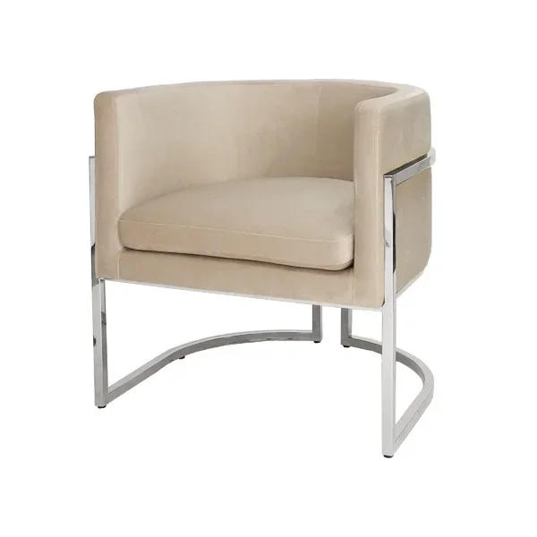 Description Picture 4 of itemChinese Style Simple Stainless Steel Velvet Dining Chair Luxury Hotel Restaurant Villa Armrest Dining Chair American Furniture