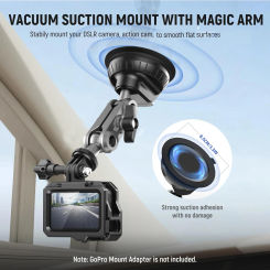 Car Suction Cup Phone Action Camera Holder 1/4 Inch Action Camera Dash Cam Phone Car Mount for Gopro Insta360 DSLR Action Camera