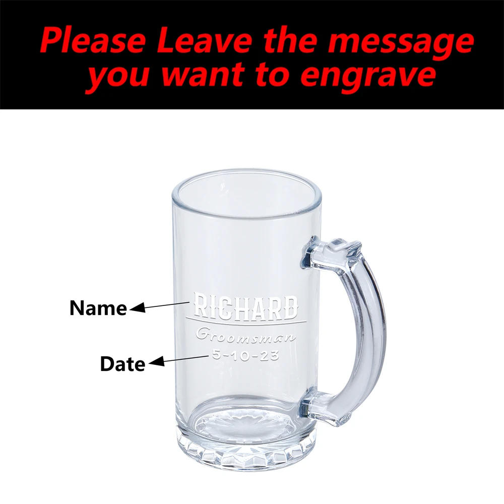 Description Picture 3 of itemGifts For Groomsmen Personalized Beer Gifts Engraved Glass Beer Customized Father's Day Gifts Birthday Present for Him Brother