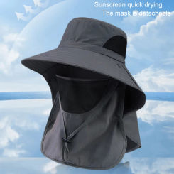 Summer Sun Hats UV Protection Outdoor Hunting Fishing Cap For Men Women Hiking Camping Visor Bucket Hat Neck Flap Fisherman Hat