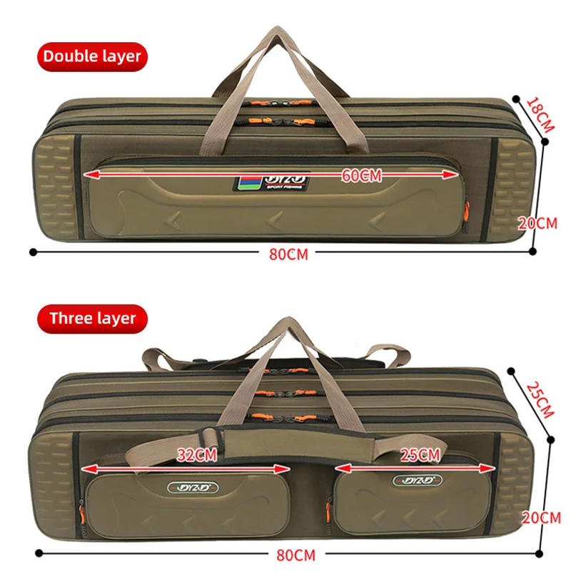 Description Picture 5 of itemNON-foldable Multifunctional Large Capacity Fishing Rod Bag 2-4 Layer 80-130CM Waterproof Thickening Fishing Tackle Storage Case