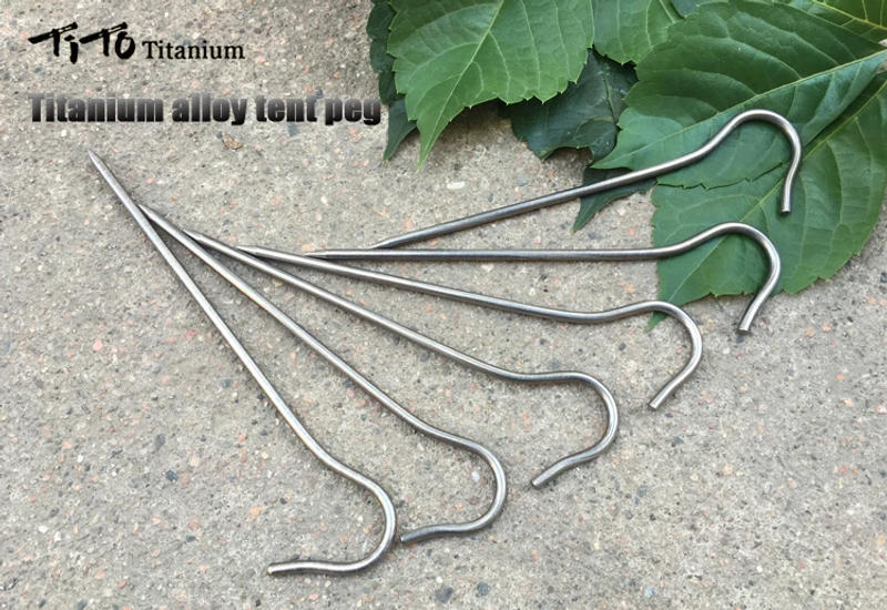 Description Picture 2 of itemTiTo 3.0*165mm Ultralight Camping Accessories Titanium Alloy Tent Stake Pegs With Hook