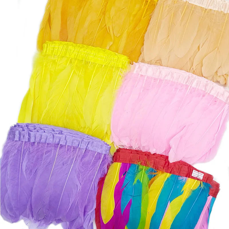 Description Picture 3 of item2M/Lot Colorful Goose Feathers Plume Trim Ribbon Wedding Handmade DIY Christmas Feather Sewing Party Jewelry Making Accessories