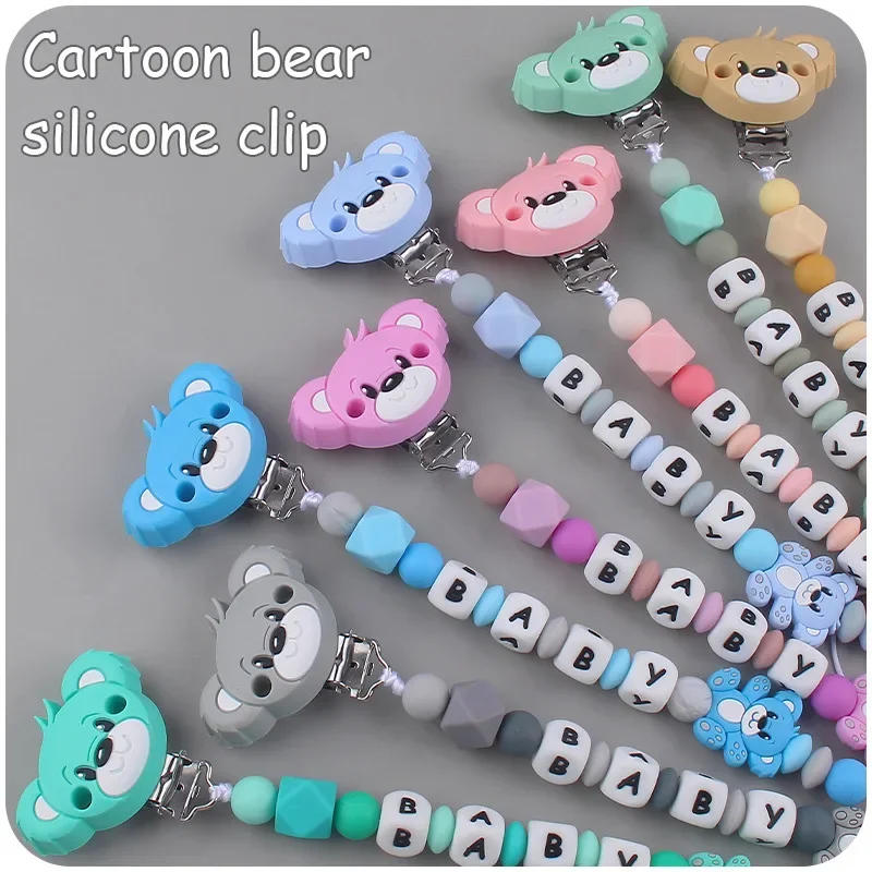 Description Picture 4 of itemBaby Customizable Personalized Silicone Name Cartoon Bear  Pacifier Chain for Teether Nursing Toys Nipple Dummy Holder Chains