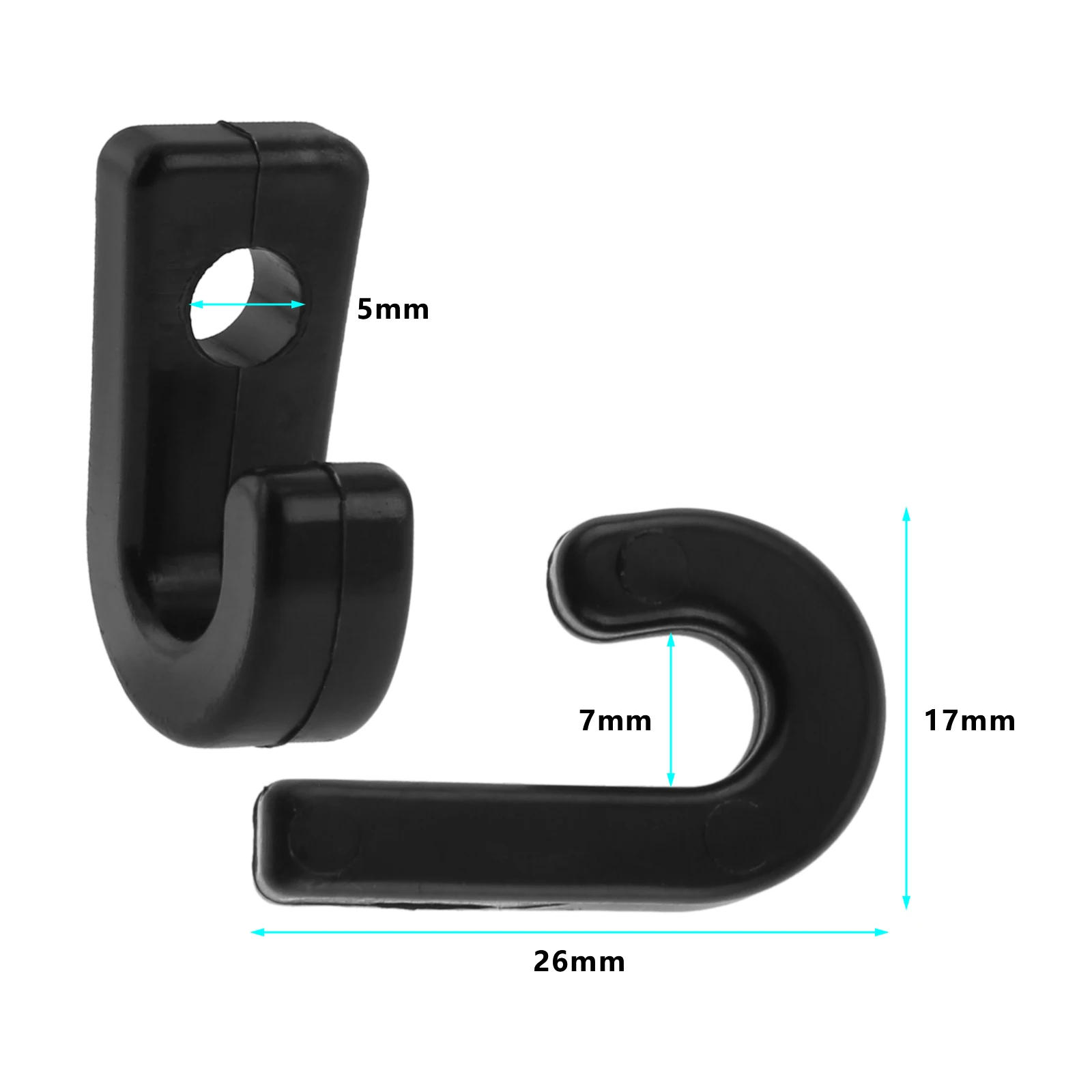 Description Picture 4 of item6Pcs Kayak Nylon Bungee Hooks Lashing Shock Cord J-type Hook Black Tie Down Deck Buckle for Canoe Paddle Board Boats Accessories