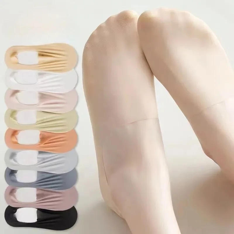 Description Picture 4 of itemFashion Non-slip Invisible Ultra-thin Ice Silk Boat Sock Summer Breathable Wear Resistant Soft Solid Elastic Women No Show Socks