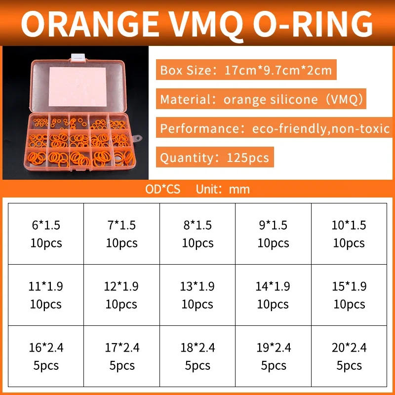 Description Picture 4 of itemColor-silicone-box boxed silicone rubber repair kit sealing valve waterproof machine combination kit gasket o-ring faucet