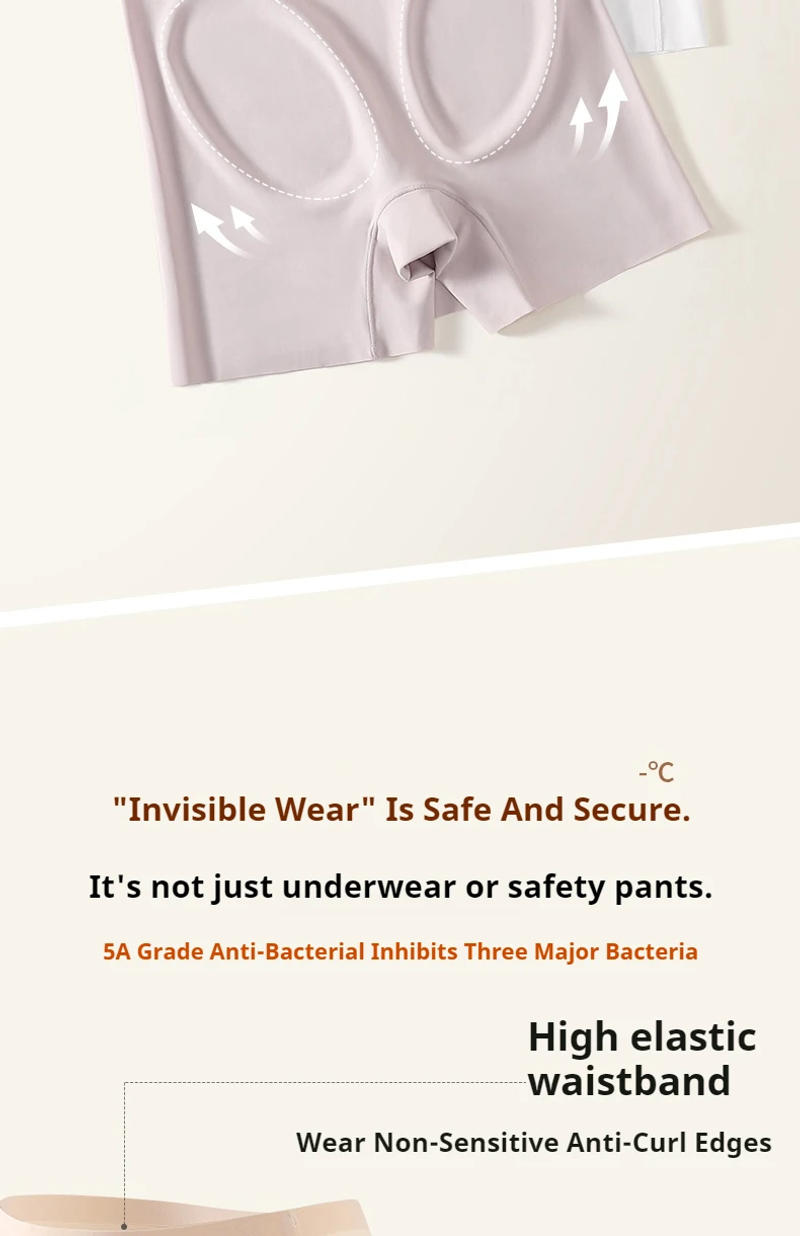 Description Picture 4 of itemFlarixa Women Ice Silk Safety Shorts Panties Double Layer Underwear Soft Under the Skirts Dress Panty Seamless Summer Boyshorts