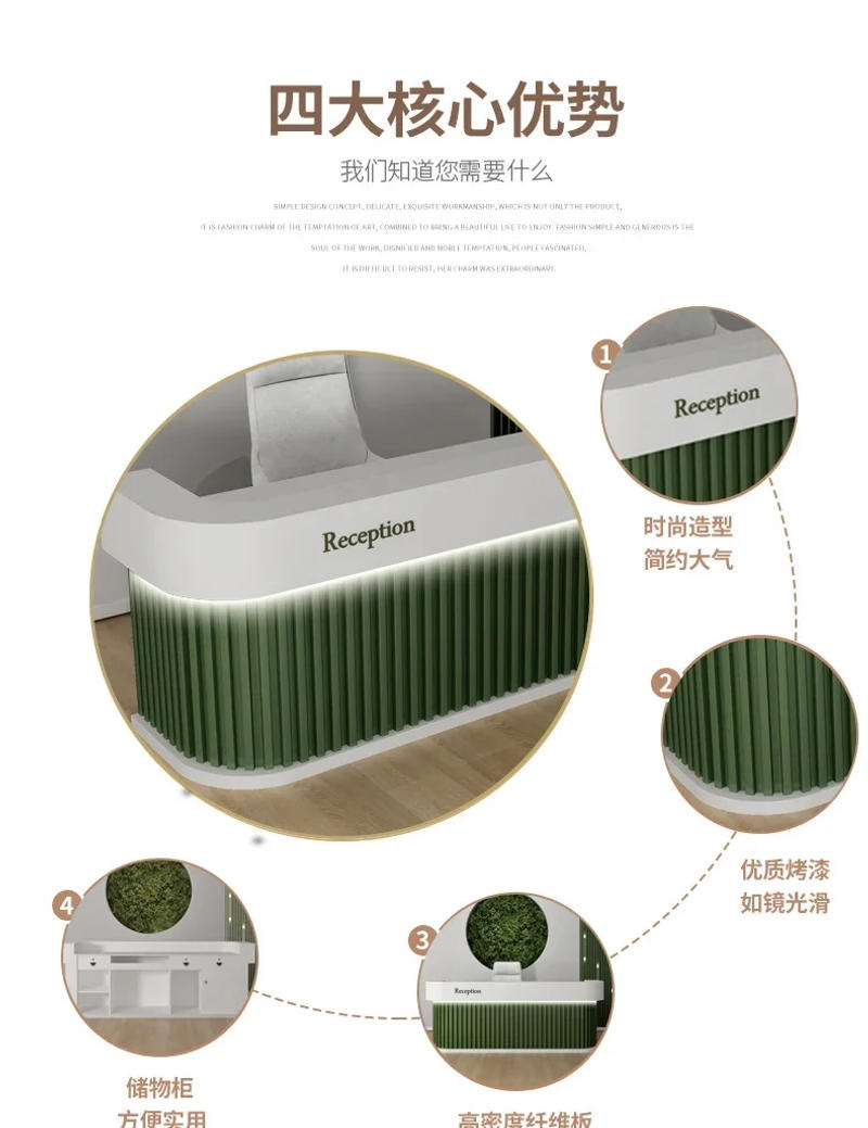 Description Picture 4 of itemHotel Office Front Reception Desk Cashier Small Gym Modern Reception Desks Basses Information Mesa Escritorio Luxury Furniture