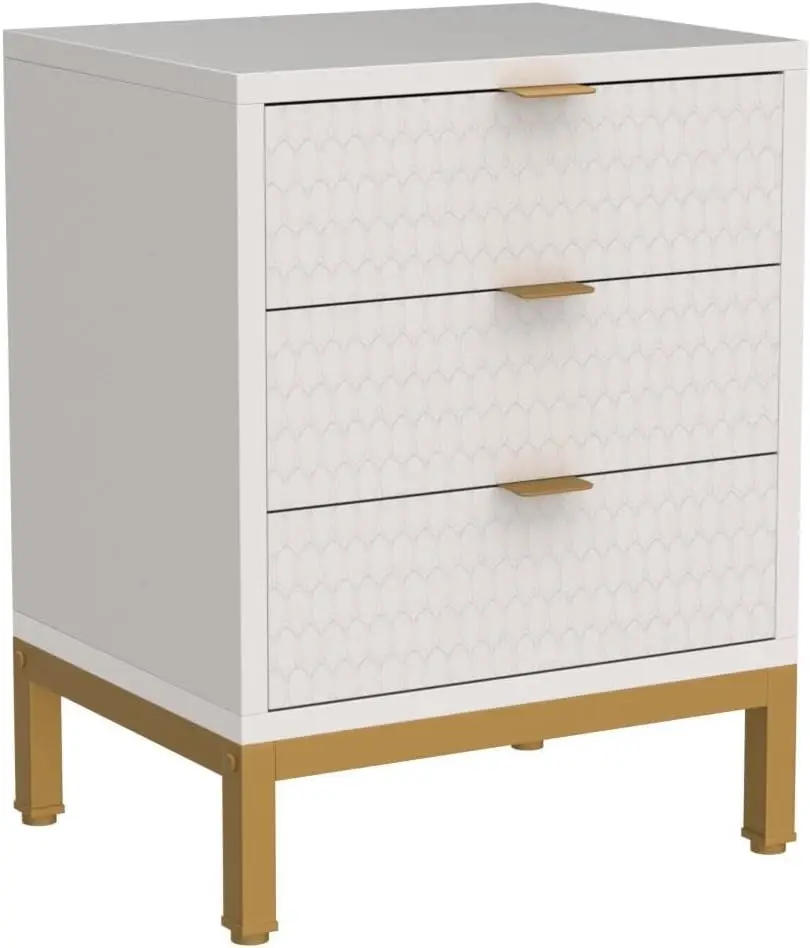 Description Picture 6 of item3-Drawer Nightstand, 25.8" Tall Modern Bedside Table, Large Side End Table with Storage Drawers for Bedroom …