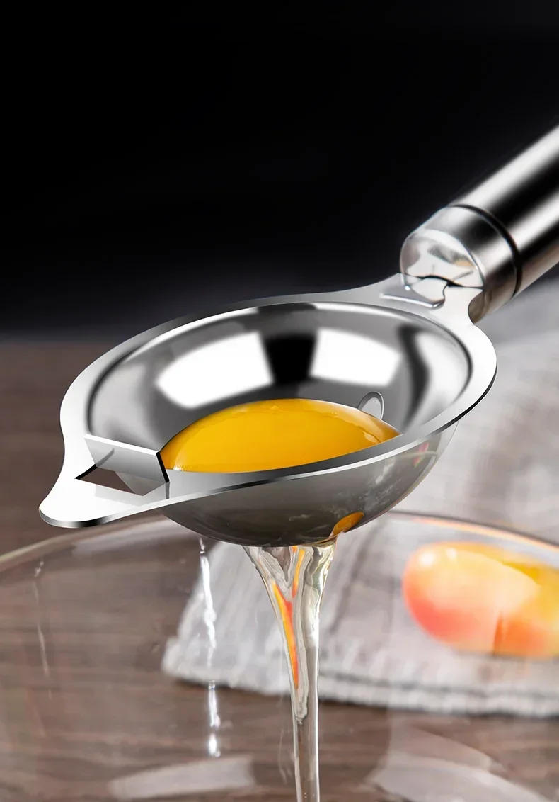 Description Picture 5 of itemStainless Steel Egg Separator Spoon Divider - Kitchen Tool for Separating Egg Yolk from White, Baking Utensil with Filter Design