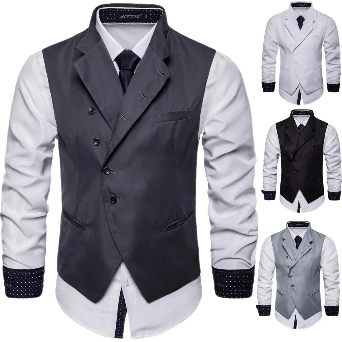 Description Picture 3 of item2024 Autumn New Solid Color Suit Vest European and American Foreign Trade Trend Gentleman British Leisure Vest