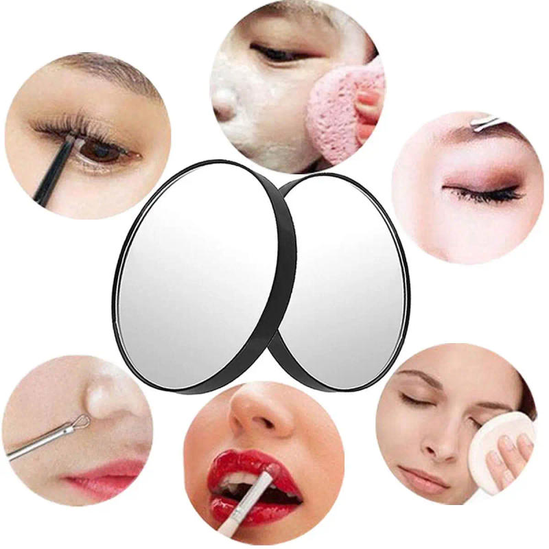 Description Picture 6 of item30X Magnifying Makeup Mirror, Round Mirror 2 Suction Cups Facial Makeup Cosmetic Absorption Shaving Home Makeup Travel Essential