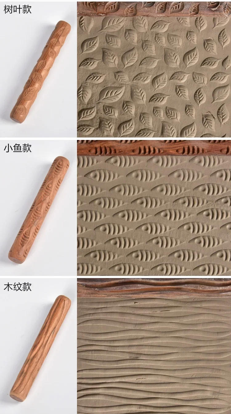 Description Picture 4 of itemNew Pottery Tools Wood Hand Rollers for Stamp Pattern Roller Pattern Ceramic Clay Sculpting Tools  Polymer Molds