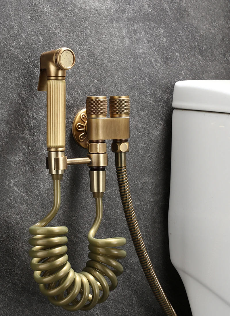 Description Picture 2 of itemHand Held Bidet Sprayer Douche Toilet Kit Antique Bronze Shattaf Shower Head Brass Valve Set Jet Bidet Faucet Garden Faucets Set