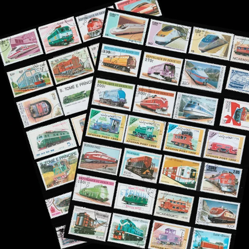 Description Picture 2 of itemElectric Train 50 100 Pcs/lot Topic Stamps World Original Postage Stamp with Postmark Good Condition Collection No Repeat