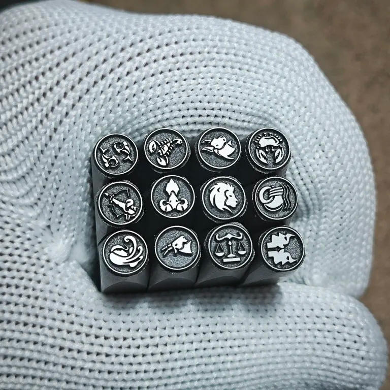 Description Picture 2 of itemZodiac Logo Pattern Metal Stamps High Hardness Jewelry Stamping Punch Leather Silver Gold Pressing Stamps DIY Craft Custom Logo