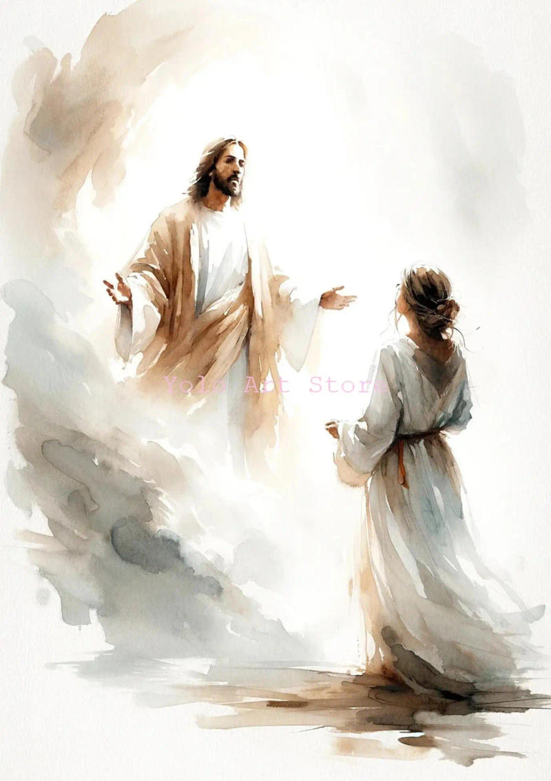 Description Picture 4 of itemChristian Watercolor Wall Art - Jesus & Lamb Canvas Print, Bible-Inspired Home Decor for Living Room and Nursery, Ideal Gift