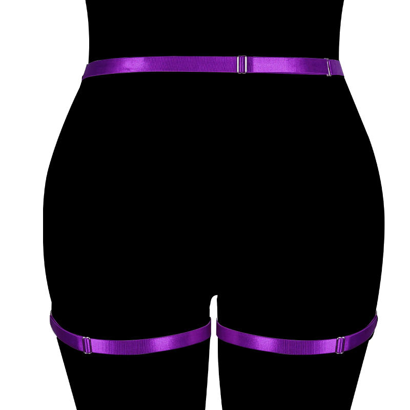 Description Picture 5 of itemWomen Harajuku Wedding Leg Purple Bow Garter Goth Rave Body Cage High Waist Garter Harness Belt Bondage Stocking Accessories