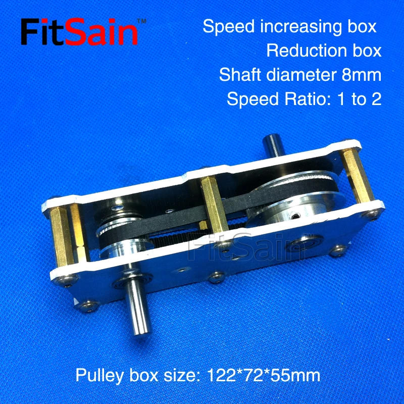Description Picture 4 of itemFitsain-1:2 synchronous pulley belt pulley double axle reducer gearbox accelerator high torque reducer