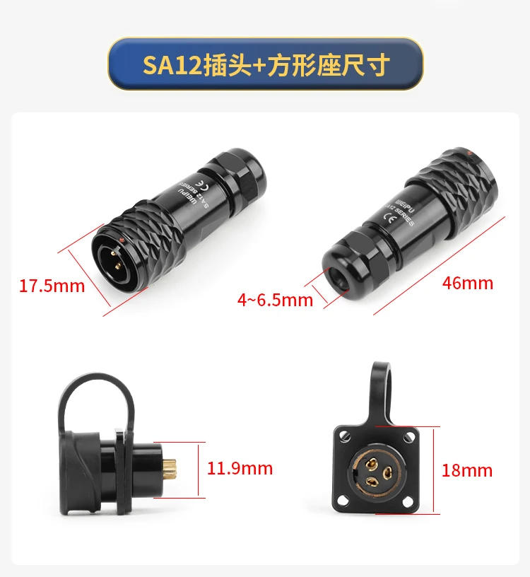 Description Picture 6 of itemWEIPU SA12 Waterproof M12 Connector 2 3 4 5 6 7 9 Pin Industry Electric Male Plug Panel Mount Female Socket AC/DC Power Adapter