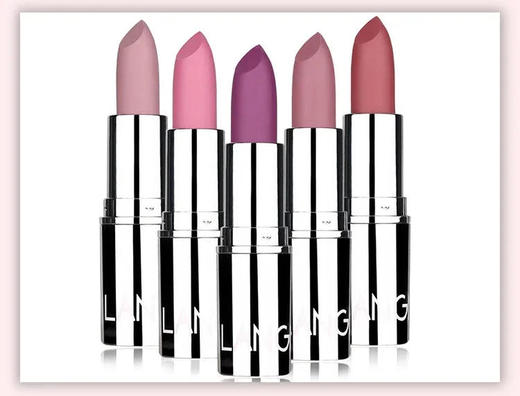 Description Picture 2 of item1PC Waterproof Nude Pink Lipstick Matte Lips Stick Long Lasting Non-stick Cup Lip Gloss Moisturizing Lipsticks Make-up Cosmetic