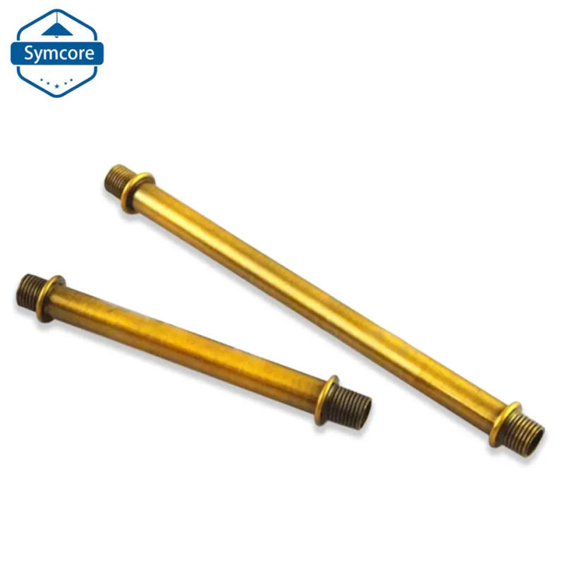 Description Picture 3 of item2Pcs Dia9.3mm Outer M10 Double-head Male Thread Hollow Tube Gold-bronze M10*1mm Fine Tooth Connecting Pipe Straight Tube