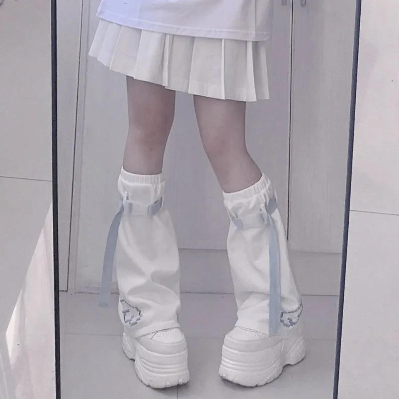 Description Picture 2 of itemJapanese Harajuku Style Girls Sock Sweet White Print Leg Warmer Jk Casual All Match Socks Lolita Cute Foot Y2k Legwarmers