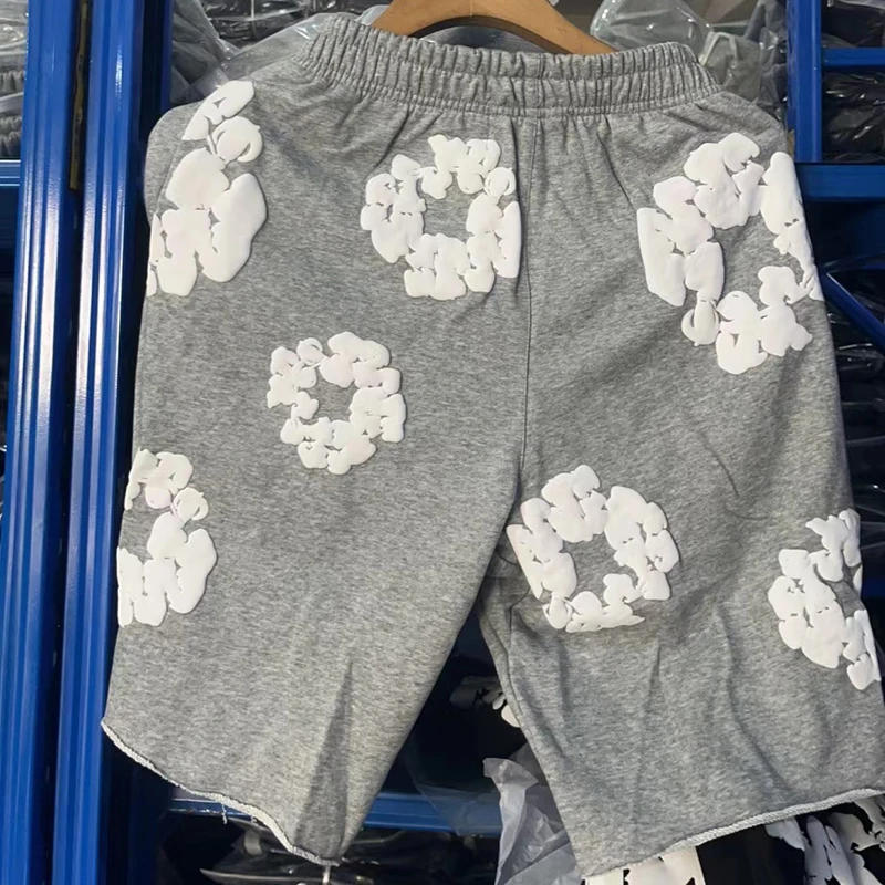 Description Picture 5 of itemMen Women Foam Print OFFSET TEARS Kapok Sweatpants Summer Cotton Loose Casual Offset Tears Pants American Style Shorts